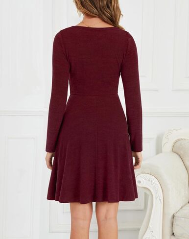 Kranda Women 2025 Long Sleeve Fall Winter Sweater Dress Round Neck Causal Knit Flowy Midi Dresses with Pockets in Saudi Arabia