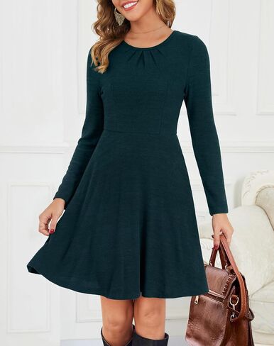 Kranda Women 2025 Long Sleeve Fall Winter Sweater Dress Round Neck Causal Knit Flowy Midi Dresses with Pockets in Saudi Arabia