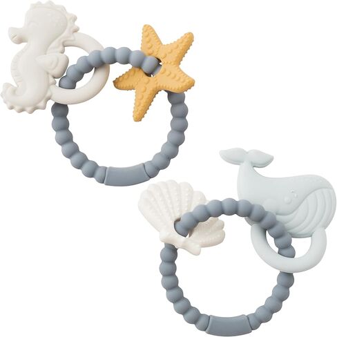 Easter Silicone Teethers for Babies - 2ooya 2Pcs Rabbit Chick Infant Teething Chew Toys, Toddler Sore Gums Pain Relief Toy for Newborn Boy and Girl Easter Spring Baby Shower Birthday Gifts in Kuwait