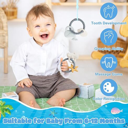 Easter Silicone Teethers for Babies - 2ooya 2Pcs Rabbit Chick Infant Teething Chew Toys, Toddler Sore Gums Pain Relief Toy for Newborn Boy and Girl Easter Spring Baby Shower Birthday Gifts in Kuwait