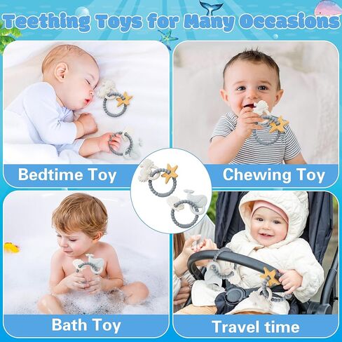 Easter Silicone Teethers for Babies - 2ooya 2Pcs Rabbit Chick Infant Teething Chew Toys, Toddler Sore Gums Pain Relief Toy for Newborn Boy and Girl Easter Spring Baby Shower Birthday Gifts in Kuwait