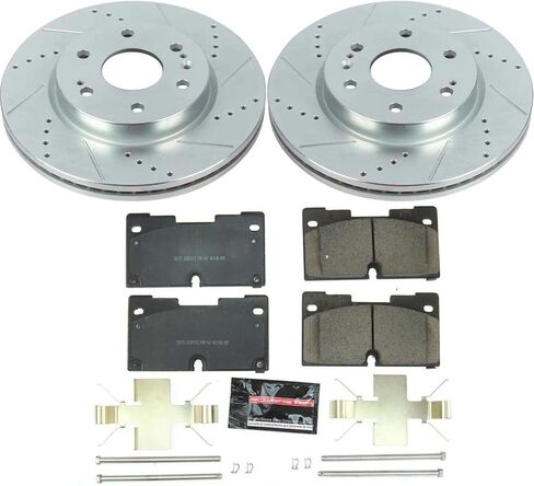 Power Stop K8172 Front Z23 Carbon Fiber Brake Pads with Drilled and Slotted Brake Rotors Kit For 2021-2022 Cadillac Escalade | 2019-2022 Chevy Silverado 1500 GMC Sierra 1500 in Saudi Arabia