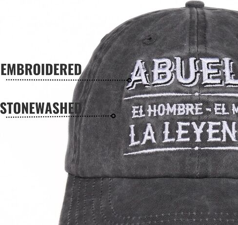 Abuelo Gifts Embroidered Cap, Funny Grandpa Gifts for Men, Adjustable Hat Gifts Accessory for Birthday & Christmas Grey in Saudi Arabia