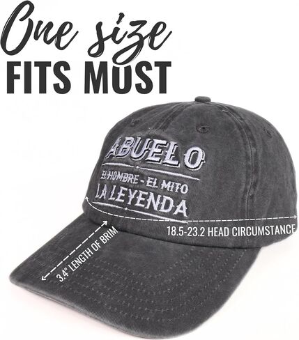 Abuelo Gifts Embroidered Cap, Funny Grandpa Gifts for Men, Adjustable Hat Gifts Accessory for Birthday & Christmas Grey in Saudi Arabia