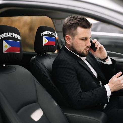 Philippinese Philippines Flag Car Seat Headrest Protecting Cover, Headrest Dust Guards, Car Decor Accessories, for Cars, Vans, Trucks 2 Pcs in Saudi Arabia