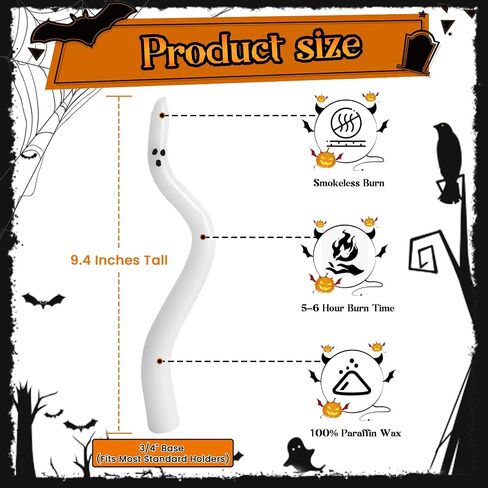 Halloween Decorations Indoor 5 Pack Hand-Twisted Ghost Taper Candles - 9.4" White Halloween Centerpieces for Tables | Cute & Spooky Gothic Candlesticks for Table Centerpieces, Mantel Decor in Saudi Arabia