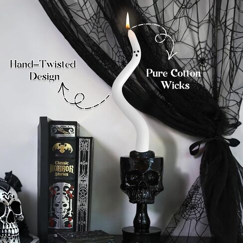 Halloween Decorations Indoor 5 Pack Hand-Twisted Ghost Taper Candles - 9.4" White Halloween Centerpieces for Tables | Cute & Spooky Gothic Candlesticks for Table Centerpieces, Mantel Decor in Saudi Arabia