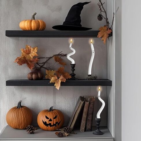 Halloween Decorations Indoor 5 Pack Hand-Twisted Ghost Taper Candles - 9.4" White Halloween Centerpieces for Tables | Cute & Spooky Gothic Candlesticks for Table Centerpieces, Mantel Decor in Saudi Arabia