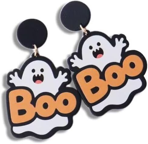 Halloween Ghost Earrings for Women Funny Acrylic BOO Ghost Dangle Earrings Statement Spooky Halloween Cosplay Festive Party Costume Jewelry Gifts in Saudi Arabia