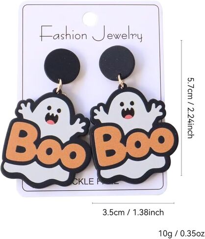 Halloween Ghost Earrings for Women Funny Acrylic BOO Ghost Dangle Earrings Statement Spooky Halloween Cosplay Festive Party Costume Jewelry Gifts in Saudi Arabia