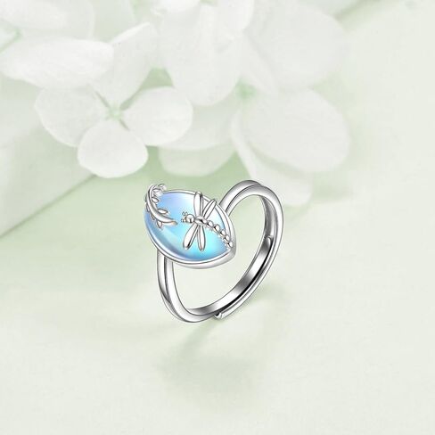 Moon and Star Ring S925 Sterling Silver Crescent Moon Star Ring Opal Open Ring Adjustable Ring Gift for Women in Kuwait