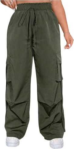 بنطال Verdusa النسائي ذو المقاس الكبير بأرجل واسعة وبنطلون طويل مع جيوب in Kuwait