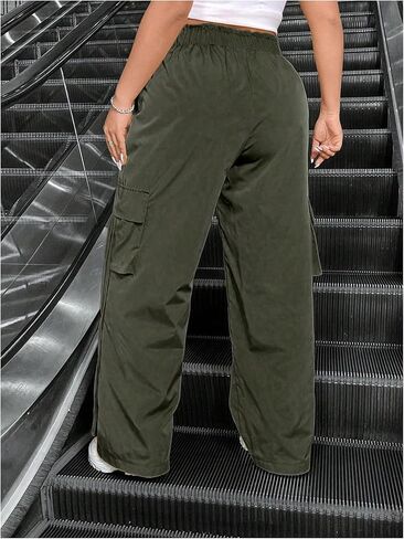 بنطال Verdusa النسائي ذو المقاس الكبير بأرجل واسعة وبنطلون طويل مع جيوب in Kuwait