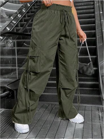 بنطال Verdusa النسائي ذو المقاس الكبير بأرجل واسعة وبنطلون طويل مع جيوب in Kuwait