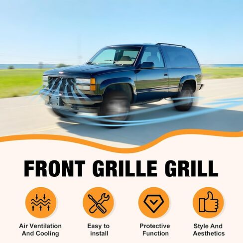 شبكة أمامية من CarPartsDepot متوافقة مع جميع الكروم مع 1994-2000 GMC C/K 1500 2500 3500 Yukon مع توفير الشعار in Saudi Arabia
