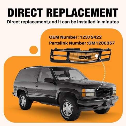 شبكة أمامية من CarPartsDepot متوافقة مع جميع الكروم مع 1994-2000 GMC C/K 1500 2500 3500 Yukon مع توفير الشعار in Saudi Arabia