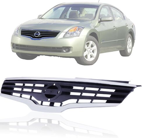 شبكة CarPartsDepot متوافقة مع 2007-2009 نيسان ألتيما سيدان ذات 4 أبواب أمامية من الكروم وشبكة تجميع وإدراج أسود مع توفير الشعار in Saudi Arabia