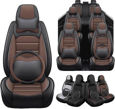 Seat Covers Full Set for Kia Telluride 2020-2025, 7 Seat, Leather Seat Covers for Cars, Car Seat Protector Waterproof, Non-Slip Interior Automotive Seat Covers, Black in Saudi Arabia