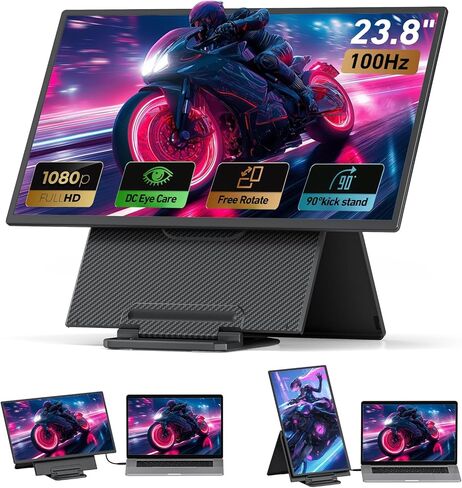 شاشة امتداد شاشة الكمبيوتر المحمول المحمولة - 16.1 '' FHD 1200P شاشة محمولة للكمبيوتر المحمول ، 360 درجة الدوران ، التوصيل والتشغيل ، الحامل القابل للفصل ، موسع جهاز كمبيوتر محمول قابل للتعديل للارتفاع لنظام التشغيل Mac/Win/Phone/Tablet in Kuwait