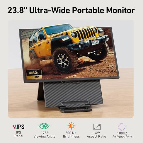 شاشة امتداد شاشة الكمبيوتر المحمول المحمولة - 16.1 '' FHD 1200P شاشة محمولة للكمبيوتر المحمول ، 360 درجة الدوران ، التوصيل والتشغيل ، الحامل القابل للفصل ، موسع جهاز كمبيوتر محمول قابل للتعديل للارتفاع لنظام التشغيل Mac/Win/Phone/Tablet in Kuwait