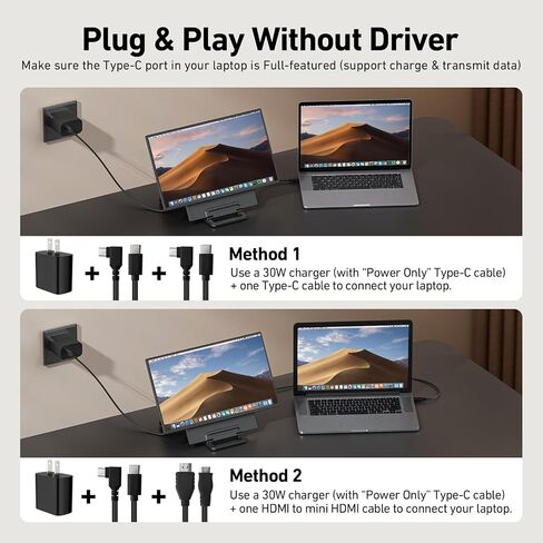 شاشة امتداد شاشة الكمبيوتر المحمول المحمولة - 16.1 '' FHD 1200P شاشة محمولة للكمبيوتر المحمول ، 360 درجة الدوران ، التوصيل والتشغيل ، الحامل القابل للفصل ، موسع جهاز كمبيوتر محمول قابل للتعديل للارتفاع لنظام التشغيل Mac/Win/Phone/Tablet in Kuwait