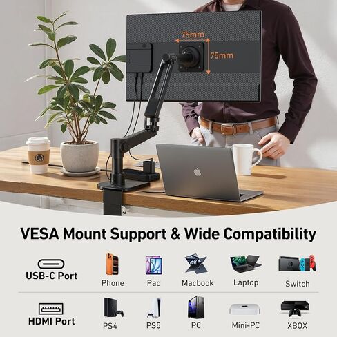 شاشة امتداد شاشة الكمبيوتر المحمول المحمولة - 16.1 '' FHD 1200P شاشة محمولة للكمبيوتر المحمول ، 360 درجة الدوران ، التوصيل والتشغيل ، الحامل القابل للفصل ، موسع جهاز كمبيوتر محمول قابل للتعديل للارتفاع لنظام التشغيل Mac/Win/Phone/Tablet in Kuwait
