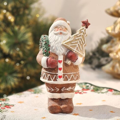 Gingerbread Santa Claus Figurines Gingerbread Christmas Decorations Indoor Resin Santa Figurines Decor Christmas Kitchen Table Party Decorations in Saudi Arabia