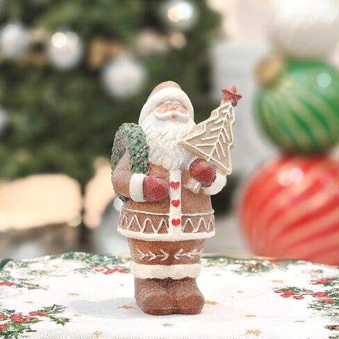 Gingerbread Santa Claus Figurines Gingerbread Christmas Decorations Indoor Resin Santa Figurines Decor Christmas Kitchen Table Party Decorations in Saudi Arabia