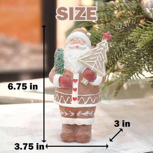 Gingerbread Santa Claus Figurines Gingerbread Christmas Decorations Indoor Resin Santa Figurines Decor Christmas Kitchen Table Party Decorations in Saudi Arabia