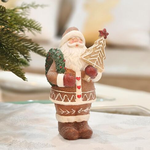 Gingerbread Santa Claus Figurines Gingerbread Christmas Decorations Indoor Resin Santa Figurines Decor Christmas Kitchen Table Party Decorations in Saudi Arabia