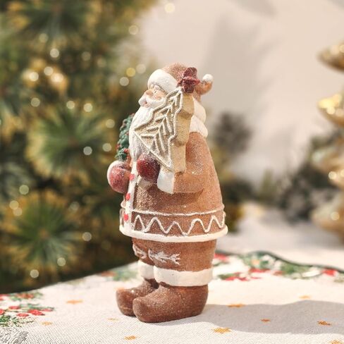 Gingerbread Santa Claus Figurines Gingerbread Christmas Decorations Indoor Resin Santa Figurines Decor Christmas Kitchen Table Party Decorations in Saudi Arabia