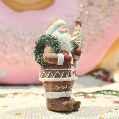 Gingerbread Santa Claus Figurines Gingerbread Christmas Decorations Indoor Resin Santa Figurines Decor Christmas Kitchen Table Party Decorations in Saudi Arabia