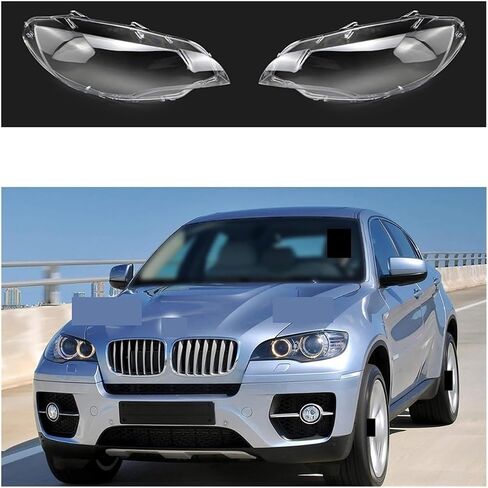 زجاج أمامي للسيارة متوافق مع BMW X6 E71 2008-2014 بديل عاكس الضوء غطاء للعدسات الشفافة غطاء المصباح الأمامي الشفاف ملحقات السيارة (اليسار واليمين) in Saudi Arabia