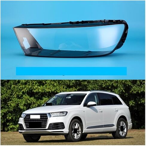 Headlight Lampshade Compatible For Audi Q7 2016 2017 2018 2019 Car Headlight Cover Headlamp Lens Auto Shell Light Protection(Left and Right) in Saudi Arabia