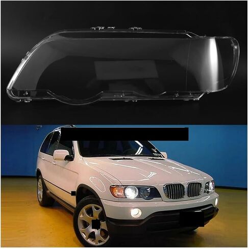 2 قطعة متوافق لسيارات BMW X5 E53 2000-2003 سيارة عدسة المصباح الأمامي غطاء استبدال رئيس ضوء مصباح عاكس الضوء الزجاج قذيفة (يسار + يمين) in Saudi Arabia