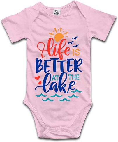 Life is Better at The Lake Baby Climbing Bodysuit Sleeveless/Long Sleeve/Short sleeve Rompers in Kuwait