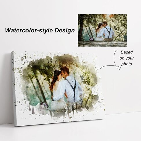 Yorzabble Custom Watercolor Portrait from Photo Personalized Canvas Portrait for Dog Cat Pet or Family Custom Photo Print Gifts in Saudi Arabia