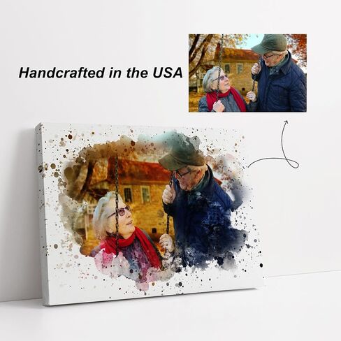 Yorzabble Custom Watercolor Portrait from Photo Personalized Canvas Portrait for Dog Cat Pet or Family Custom Photo Print Gifts in Saudi Arabia