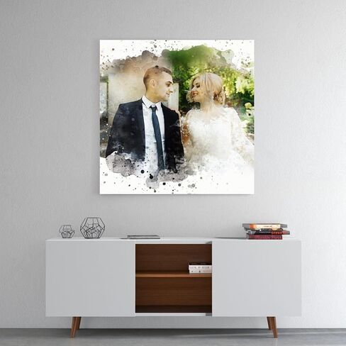 Yorzabble Custom Watercolor Portrait from Photo Personalized Canvas Portrait for Dog Cat Pet or Family Custom Photo Print Gifts in Saudi Arabia