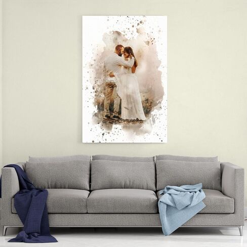 Yorzabble Custom Watercolor Portrait from Photo Personalized Canvas Portrait for Dog Cat Pet or Family Custom Photo Print Gifts in Saudi Arabia