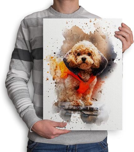 Yorzabble Custom Watercolor Portrait from Photo Personalized Canvas Portrait for Dog Cat Pet or Family Custom Photo Print Gifts in Saudi Arabia