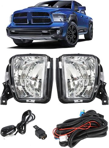 Left and Right Fog Lights Assembly Replacement for Ram 1500 2013-2018 Driver Passenger Side Clear Lens 68104821AC 68104820AC in Saudi Arabia