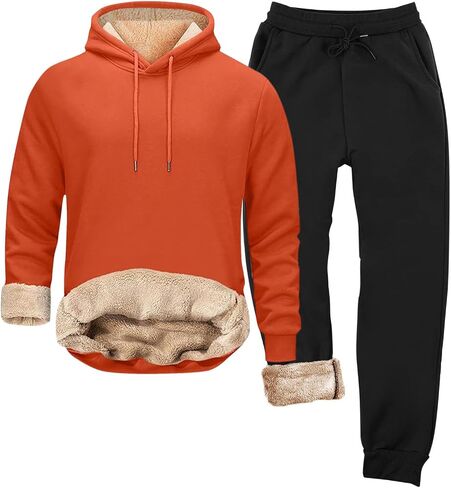 الرجال Sweatsuits مجموعات شيربا اصطف 2 قطعة قناع السترة مجموعة الصوف بلوزات Sweatpants الشتاء الحرارية رياضية in Saudi Arabia