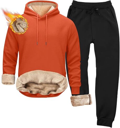 الرجال Sweatsuits مجموعات شيربا اصطف 2 قطعة قناع السترة مجموعة الصوف بلوزات Sweatpants الشتاء الحرارية رياضية in Saudi Arabia