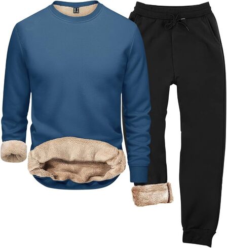الرجال Sweatsuits مجموعات شيربا اصطف 2 قطعة قناع السترة مجموعة الصوف بلوزات Sweatpants الشتاء الحرارية رياضية in Saudi Arabia