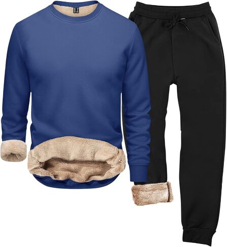 الرجال Sweatsuits مجموعات شيربا اصطف 2 قطعة قناع السترة مجموعة الصوف بلوزات Sweatpants الشتاء الحرارية رياضية in Saudi Arabia