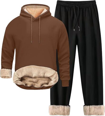 الرجال Sweatsuits مجموعات شيربا اصطف 2 قطعة قناع السترة مجموعة الصوف بلوزات Sweatpants الشتاء الحرارية رياضية in Saudi Arabia