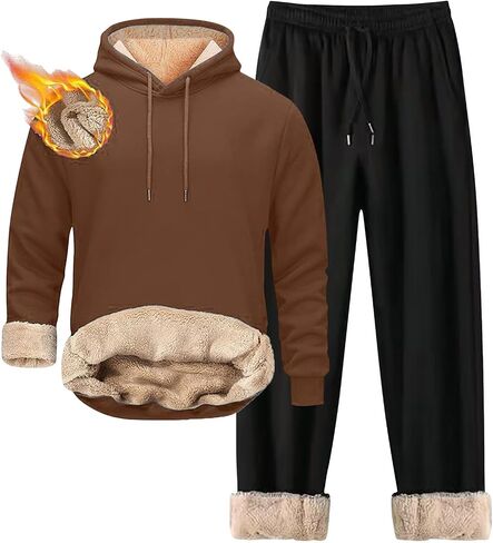 الرجال Sweatsuits مجموعات شيربا اصطف 2 قطعة قناع السترة مجموعة الصوف بلوزات Sweatpants الشتاء الحرارية رياضية in Saudi Arabia