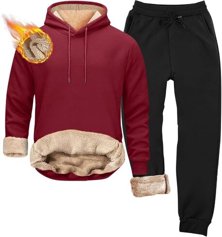 الرجال Sweatsuits مجموعات شيربا اصطف 2 قطعة قناع السترة مجموعة الصوف بلوزات Sweatpants الشتاء الحرارية رياضية in Saudi Arabia