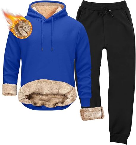 الرجال Sweatsuits مجموعات شيربا اصطف 2 قطعة قناع السترة مجموعة الصوف بلوزات Sweatpants الشتاء الحرارية رياضية in Saudi Arabia